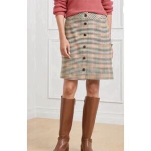 Talbots Button Front Skirt Womens 12P PETITE NEW Saturday Plaid Preppy Office